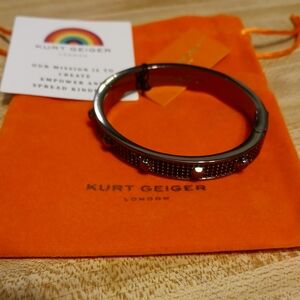 Kurt Geiger NWT Gunmetal & Black Rhinestone Bracelet W/Dustbag